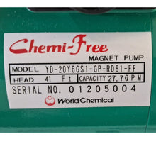 Cargar imagen en el visor de la galería, Bomba Química de Acoplamiento Magnético World Chemical | Mod. YD-20Y6GS1-GP-RD61-FF (0.26 kW / 115V)
